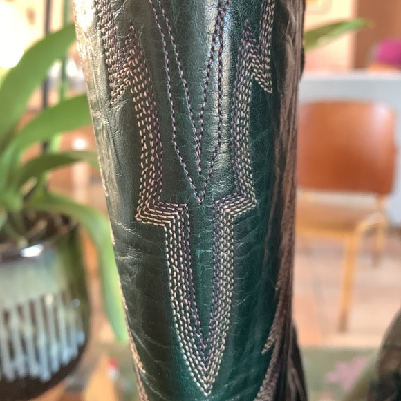 💚Vintage green(w/purple & light pink stitching- RIGHT!?) Larry Mahan ,El Paso💚 - Picture 7 of 14